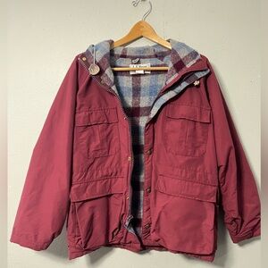 Vintage LLBean Baxter State Parka Red Sz Womans Large Flannel Lining